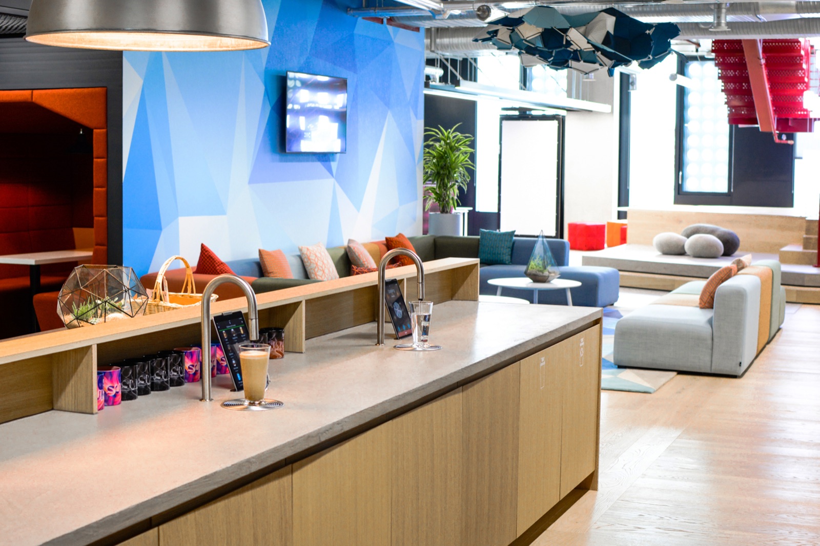Premium corporate office workspace with Scanomat TopBrewer coffee machine